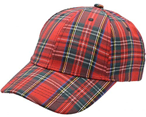 Union Jack Wear Red Tartan Baseball Cap. Scotland Baseball Cap Adult Size