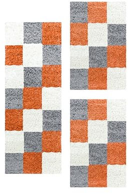 HomebyHome Bettumrandung Schlafzimmer 3 teilig Teppich Terrakotta - Waschbarer Bettumrandung Teppich Läufer Set Extra Flauschig Bettvorleger Schlafzimmer Bettset:2 St. 80x150 cm | 1 St. 80x250 cm