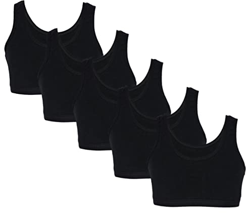 TupTam Mädchen Bustier mit Breiten Trägern 5er Pack, Farbe: Schwarz, Größe: 158-164