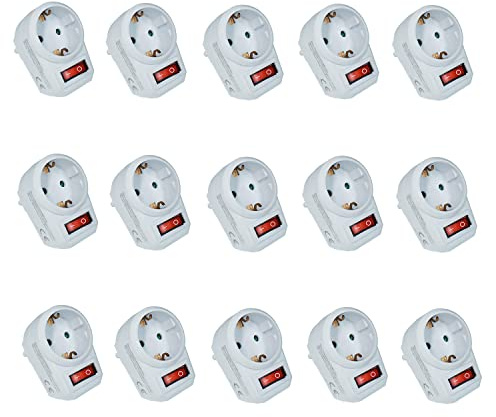 15x Steckdose mit Schalter weiß | schaltbare Steckdose mit Kindersicherung | Stecker mit Schalter | schaltbare Steckdose (spart Strom und schont die Umwelt)