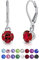 DTPSilver - Damen Klappbügel Ohrringe 925 Sterling Silber und mit Kristallen von Swarovski® Elements 6 mm Runde - Farbe : Rubin