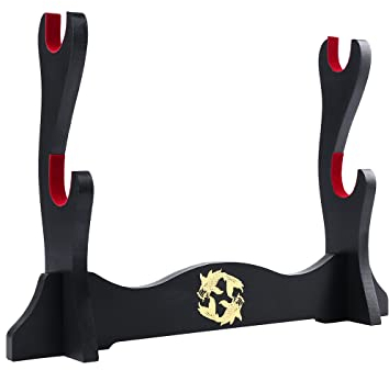 Z-fiber Schwerthalter Japanischer Samt gepolsterter Katana Stand Samurai Display Rack Support Alle Tanto Schwerter Yin und Yang,2 Tier