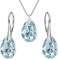 Panda-Jewellery Ohrringe Silber 925 Hängend - Kette Damen mit Anhänger - Schmuck Set für Sie - mit Kristallen - Ohrringe Hängend und Halskette Damen Silber 925 in Form eines Tropfes (Aqumarine)
