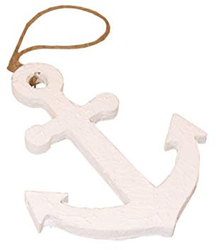 Anker Holzanker zum Aufhängen Maritim Schiffsanker - weiß - Holz, marmoriert - 1VE = 6 Stück - je ca. 15x12,5 cm - 20028