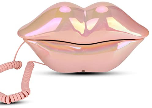 Annadue Pink Mouth Telephone, Home Wired Novelty Sexy Lip Phone, Desktop Landline Telephone, for Lovers or Friends or Furnishings, WX-3016. (pink)