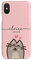Tirita Personalised Phone Case Cover Compatible with iPhone X & Xs - Drawing Cartoon Kitten [08 - Smiling Cat Cursive]
