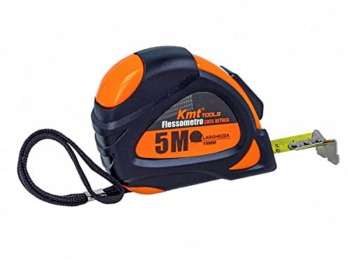 Flexometro professionale, metro a nastro, 5 m, larghezza 19 mm, punta magnetica, clip per cintura, blocco automatico