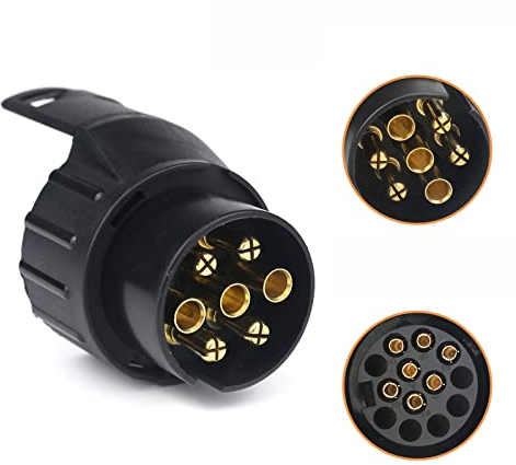 Qiping 7/13 Adaptateur Prise Remorque 7 vers 13 Broches Connecteur Fiche Attelage 7 Pole a 13 Pin pour Remorque de Voiture, Tracteur, Caravane, Porte-vélo