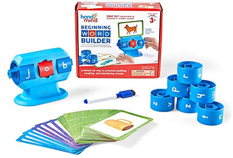 hand2mind Beginning Word Builder, CVC Word Games, Spelling Toys for Kids 3-5, Learning How to Read, Sight Words Flash Cards, Kindergarten Learning Activities, Science of Reading Manipulatives