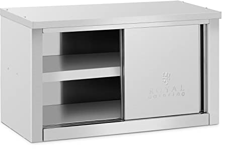 Royal Catering Armario de Pared Mueble en Acero Inoxidable RCAT-90/40/50-CP (900 x 400 x 500 mm, Material de montaje incluido, Acero inoxidable)