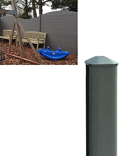 VP Plastic Fence Posts with Cap - Plastic Eco Fencing Post for Composite & Wooden Fence Panels 2.4m (8') - Graphite (ECOFPAN)