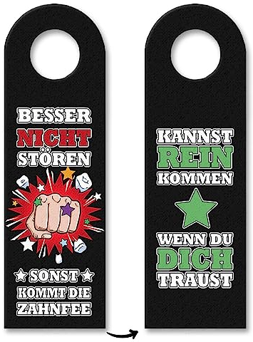 Betreten verboten - kannst rein kommen Türhänger mit Faust fürs Zimmer von Teenagern oder Männern, die ihre Ruhe möchten mit lustigem Zahnfee Witz