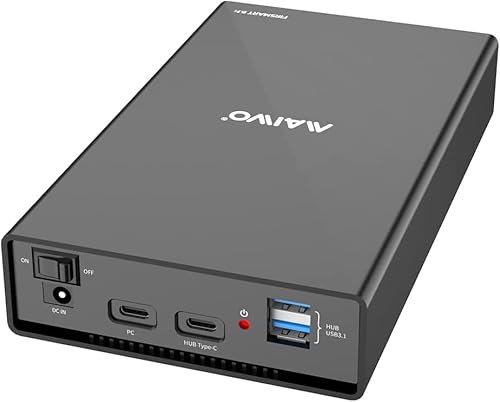 MAIWO External Hard Drive Enclosure(6Gbps) with Hub Expander for 3.5 2.5 Inch SATA SSD HDD USB C to SATA III with UASP, 1 Port USB C Hub/2 Port USB A 10Gbps Hub,Compatible with Seagate Samsung Xbox