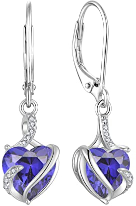 FJ Damen Ohrringe Dezember Geburtsstein 925 Sterling Silber Hängend Tansanit Ohrringe Unendlichkeit Infinity Schmuck Geschenke für Damen Frauen Mutter Freundin Mama