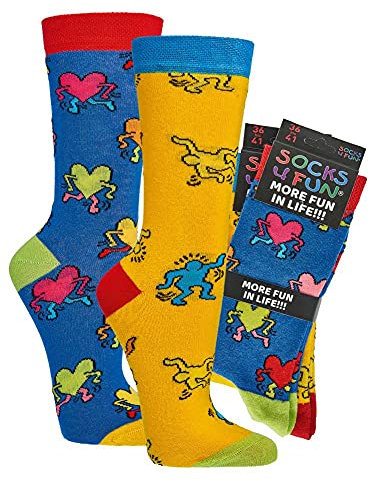 Damen Jungen Herren Spaßsocken (2 Paar) 36-41 Modern-Art