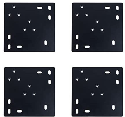 4x Adapterplatte ADAPT, Montageplatte für eckige und runde Tischbeine sowie Möbelfüße, multifunktionaler Verbinder für Tischplatten aus Holz, Stein oder Kunststoff, sehr stabil (Schwarz, 4er Set)