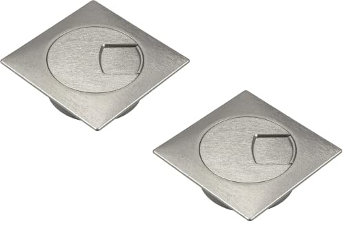 Gedotec Kabeldurchführung Schreibtisch aus stabilem ABS Kunststoff | 2 Stück quadratische Kabeldurchlässe 60mm | Plaza | Kabeldose Silber | Kabelführung eckig zum Eindrücken | kabelkanal Schreibtisch