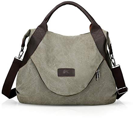 ADITAM Damen Canvas Umhängetaschen Casual Vintage Handtaschen Crossbody Bag Tote Umhängetaschen für Damen Army Green Double The Comfort