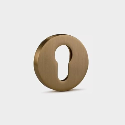 Modern Solid Brass Key Escutcheon Plate Set Keyhole Covers Euro Cylinder Locks (Antique Gold)