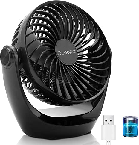 OCOOPA Ventilatore da Tavolo, 2000mAh Batteria Ricaricabile e USB Ventilatore Portatile, Ventilatore da Scrivania Potente e Silenzioso, 3 Velocità Ventilatore, Rotazione di 360 ° per Interno e Esterno