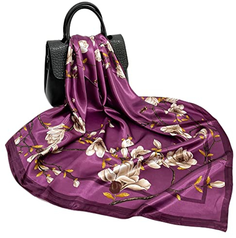 FAIRYGATE Bandana Damen Kopftuch Quadrates Bedrucktes Halstuch Satin Seidentuch Schal 90 x 90 cm 77019