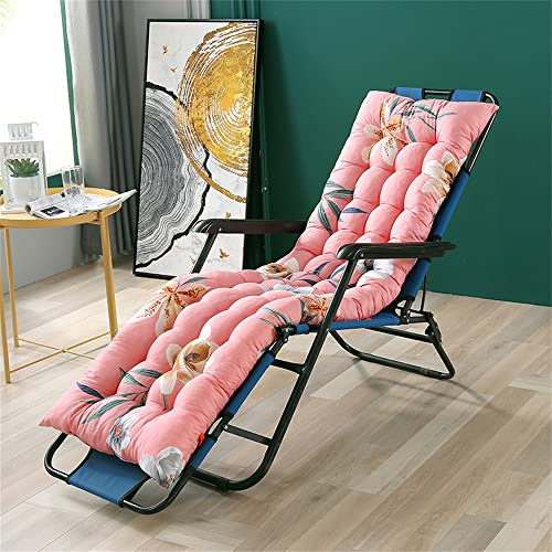 Morbuy Coussin de Chaise Lounge de Jardin, Coussin Chaise Longue Pliable, Coussin Bain de Soleil avec Sangles, pour Vacances Intérieur Exterieur (53 * 170cm,Fleurs Roses)