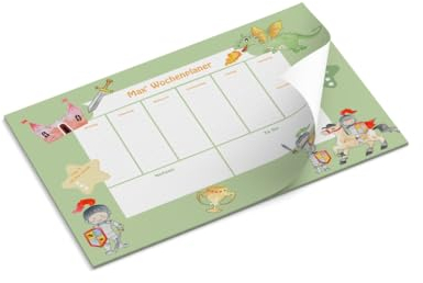Schreibtischunterlage mit Name personalisieren | Ritter Burg Drache | Schreibunterlage | Kinder | DIN A3 | 50 Blatt | 29,7 x 42 cm | Geschenk | Einschulung | Malunterlage
