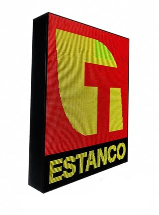 Letrero estanco/Programación WiFi/Pantalla electrónica para logos, texto, fecha, hora y temperatura/Cartel LED para estanco/Rótulos para estanco (64x80 cm Doble cara)