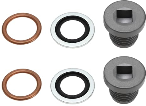 Be In Your Mind 2er-Set Ölablassschraube Schraube 1218114 11128-00QAA 7703075210 Kompatibel mit Citroen Kompatibel mit Peugeot Kupferdichtung Gummi-Öldichtung Metall Ölwannen M16 X 1,5 Mm