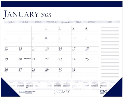 House of Doolittle HOD164-25 Monats-Schreibtischunterlage Kalender 2025, klassisch mit Notizen, 55,9 x 43,2 cm, Januar bis Dezember