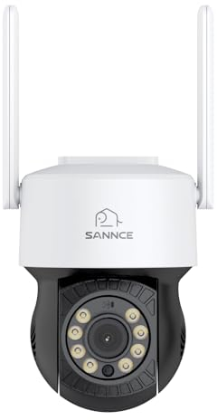 SANNCE 5MP WiFi Überwachungskamera, 16x Digitaler Zoom, 360-Grad Wireless Überwachungskamera, KI-Menschenerkennung, Arbeit mit Alexa, 2-Wege-Audio, Automatische Verfolgung