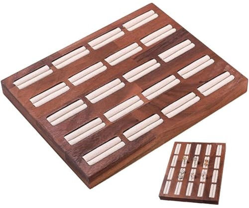 Casiler Juwelierkasten Organizer 20 Slots Holzschmuck Display Aufbewahrungsbox -tablett Ringe Ausstellungsständer Für Ohrringe Ringe Halskette Halskette