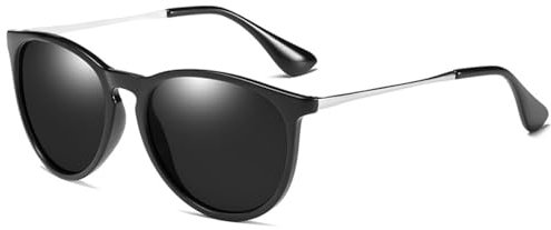 WDZAYXC Retro oval Polarisiert Sonnenbrillen für Damen Herren, UV400-Schutz(Schwarz/Schwarz)