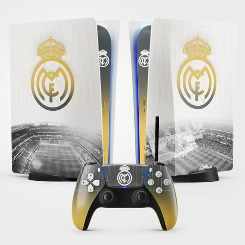 FFrame Aufkleber für PS5 Real, Aufkleber für Playstation 5 Fußball, Konsole und Controller, Standard Disk-Edition, Skin Madrid PS5 (1 Controller)