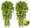 RECUTMS 2Pcs Hanging Plants Fake Vines Plant Outdoor Faux Greenery Artificial Flower for Outdoors Basket Plastic Home Garden Wedding Party Decor (Yellow)
