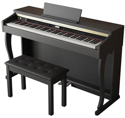 Digital Piano Weighted Hammber Action 88 Keys Electric Keyboard Piano Support Bluetooth MIDI With Furniture Stand, Triple Pedal, Stool For Beginners & Professional (Color : Black)