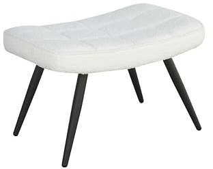 byLIVING Hocker UTA/Bouclé Off White/weiß/Gestell schwarz pulverbeschichtet/Fuß-Ablage/Sitzhocker/B 60, H 39, T 41 cm