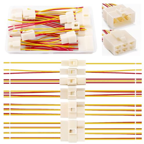 YIXISI 6 Paires 6.3mm 1 2 3 4 6 8 Broches Automobile Connecteur Kit, Connecteur de Électrique Mâle et Femelle avec Câble 100 mm 18 AWG, pour Moto, Vélo, Voiture, Bateau