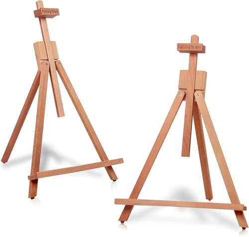 COOZEE Lot de 2 chevalets de table réglables en bois de hêtre en forme de A - 64 cm - Support en bois pour art, dessin, peinture et photos