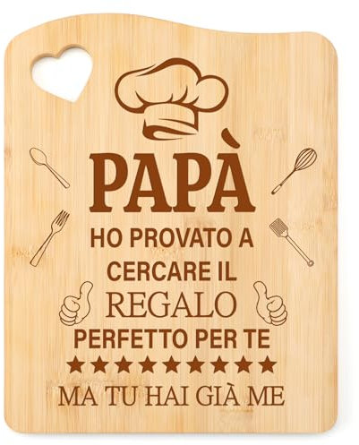 Tulolvae Regalo Papà Compleanno, Tagliere di Bambù Originali Regali per Papa da Figlia, Natale Festa del Papa Idee Regali per Papa