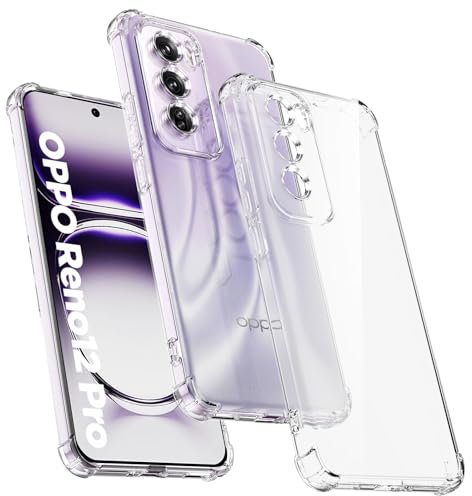 Ikziwreo - Cover per OPPO Reno 12 Pro, Custodia Protettiva in Silicone con Cuscino D'aria Antiurto Paraurti, Custodia Ultrasottile in TPU Morbido - Trasparente