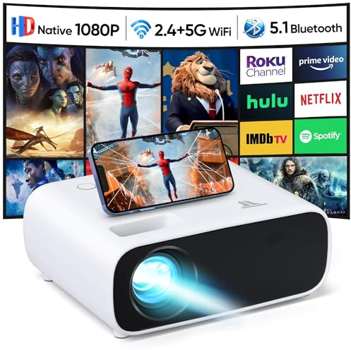 Mini proiettore con Bluetooth e WiFi, proiettore portatile da 18000 lumen, proiettore Home Theatre da 200 pollici, compatibile con iOS/Android/Laptop/HDMI/USB/X-Box
