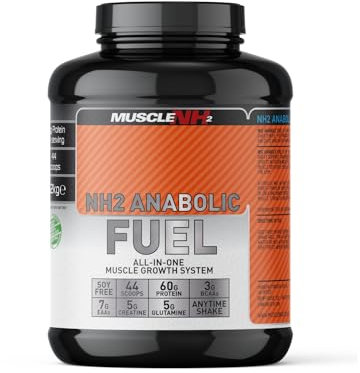 MuscleNh2 Anabolic Fuel All in One Whey Protein Powder, Vanilla Flavour 2.2kg, with Creatine and Glutamine, Muscle Recovery and Muscle Growth