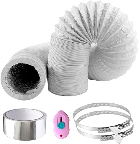 URHRHU 4,5m Manguera de ventilación de PVC Manguera de Ventilación de Aluminio 100 mm Tubo Flexible de Salida de Aire para Extractor de Aire, Climatización, Secadora
