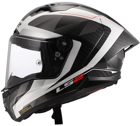 LS2, Integraler Motorradhelm THUNDER GP AERO RAUTE Gloss White Grey, XXL