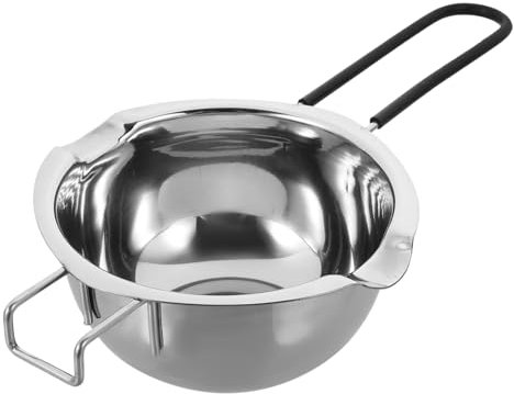 Alipis Stainless Steel Chocolate Melting Pot Double Boiler Milk Bowl Butter Candy Warmer for Baking with Double Pour Spouts Front Hook and Random Red Handle