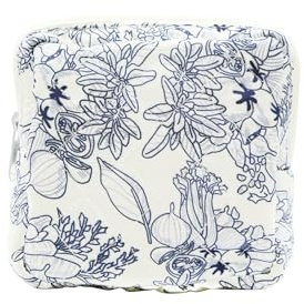 Long Keeper Mini Trousse Maquillage Femme Trousse De Toilette Voyage Mini Pochette De Rangement CosméTique Portable (Fleur Marine, S)