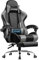 GTPLAYER Gaming Stuhl Bürostuhl Massage Gaming Sessel Ergonomischer Gamer Stuhl mit Fußstütze, Kopfstütze Massage-Lendenkissen, Gepolstert Gaming Chair, Drehsessel, grau