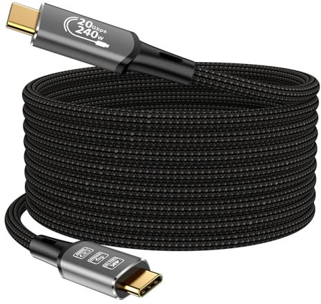 USBC Kabel, mit Thunderbolt3 4 Kabel,240W Ladekabel 20Gbps Datenkabel,4K@60Hz HDR,PD3.1,USB C zu USB C Kabel, für Hub,Dock MacBook, M1 M2,M3,Mac Studio SSD,Laptops,Monitor, (5M Male/20G 240W)