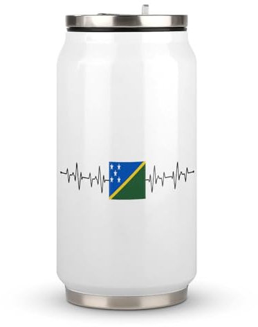 Yelolyio Taza de café con diseño de bandera de las Islas Salomón con tapa y pajita, vaso de acero inoxidable de las Islas Salomón, taza de café de viaje para bebidas frías y calientes, regalo para